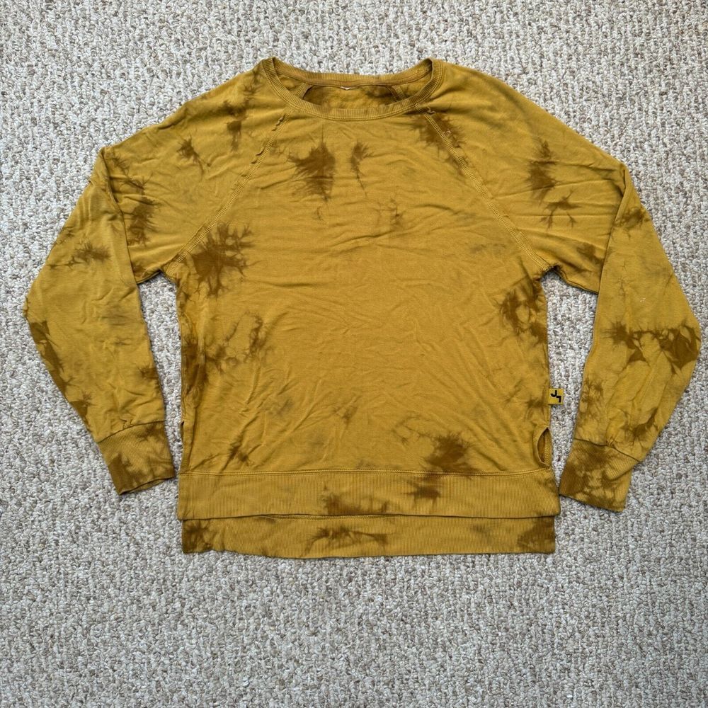 Joy Lab‎ Women's Top Large Gold Long Sleeve soft loose fit rayon mix Tie Dye